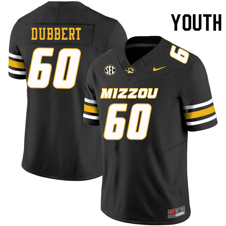 Youth #60 Aidan Dubbert Missouri Tigers College Football Jerseys Stitched-Black